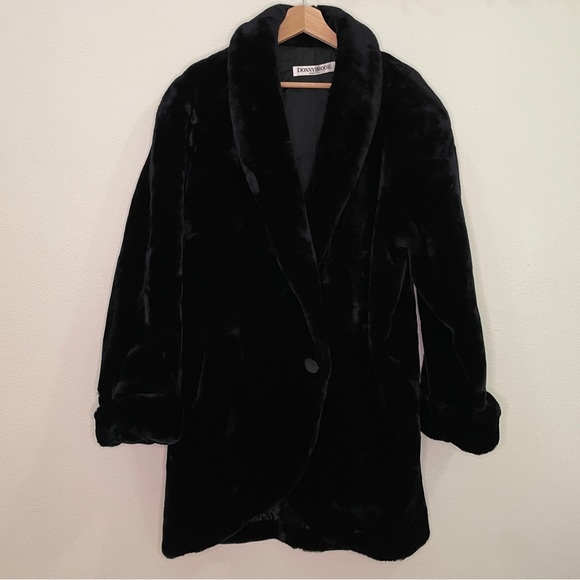 Vintage 80s/90s Donnybrook Oversized Plush Faux Fur Coat Black